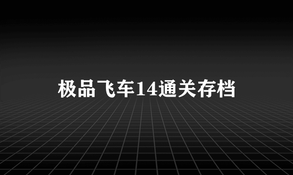 极品飞车14通关存档