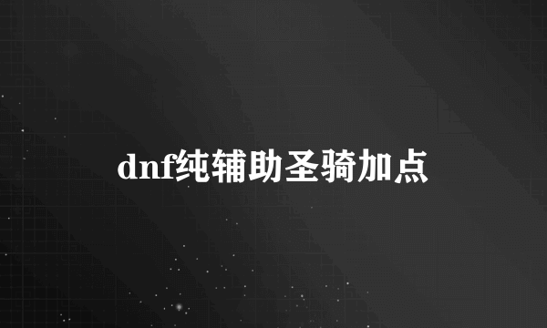 dnf纯辅助圣骑加点