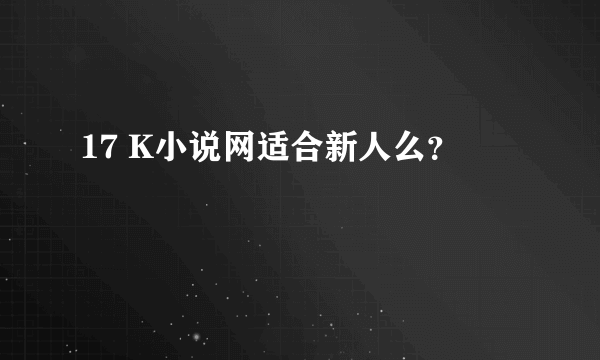 17 K小说网适合新人么？