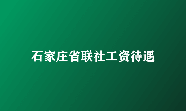 石家庄省联社工资待遇