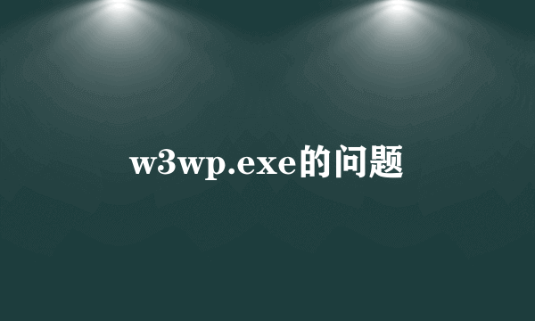 w3wp.exe的问题