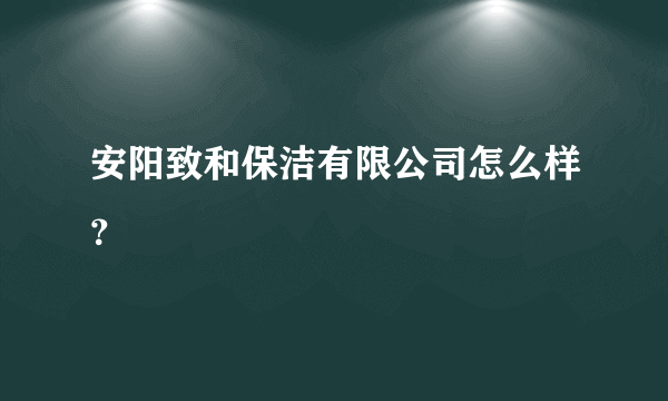 安阳致和保洁有限公司怎么样？