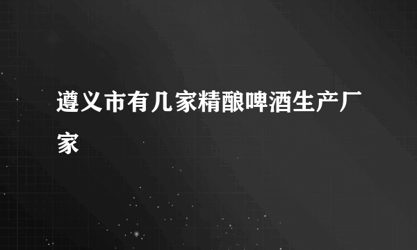 遵义市有几家精酿啤酒生产厂家