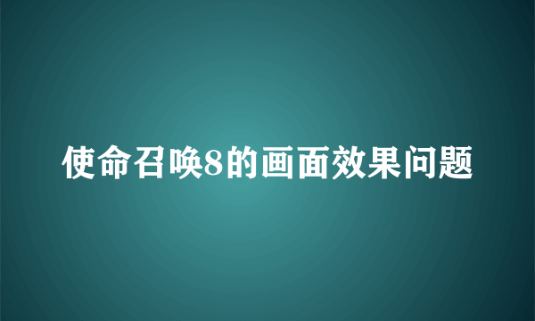 使命召唤8的画面效果问题