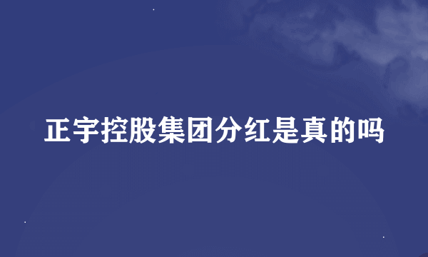 正宇控股集团分红是真的吗