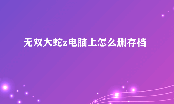 无双大蛇z电脑上怎么删存档