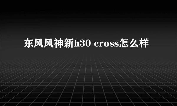 东风风神新h30 cross怎么样