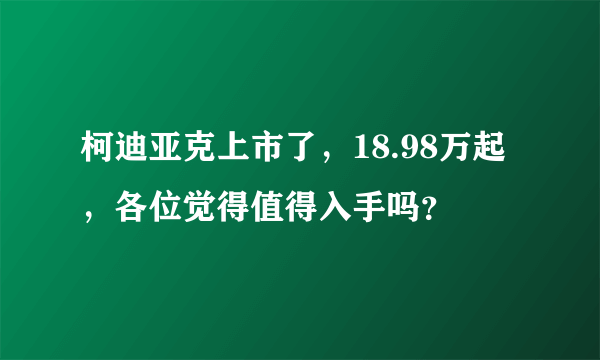 柯迪亚克上市了，18.98万起，各位觉得值得入手吗？