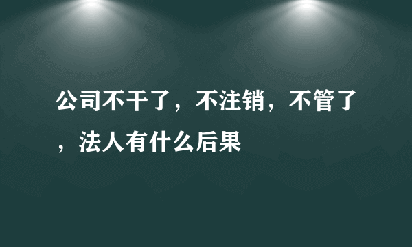 公司不干了，不注销，不管了，法人有什么后果