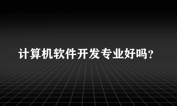 计算机软件开发专业好吗？