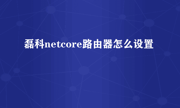 磊科netcore路由器怎么设置