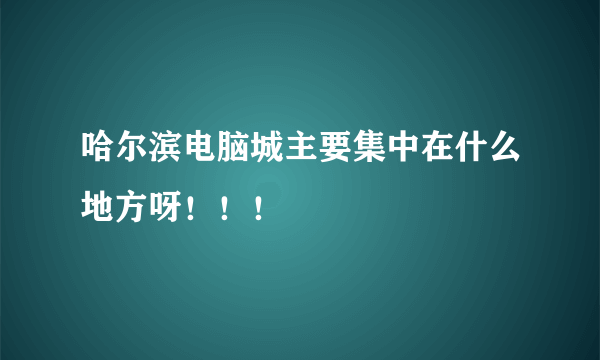 哈尔滨电脑城主要集中在什么地方呀！！！