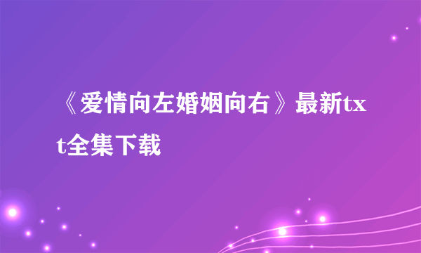 《爱情向左婚姻向右》最新txt全集下载