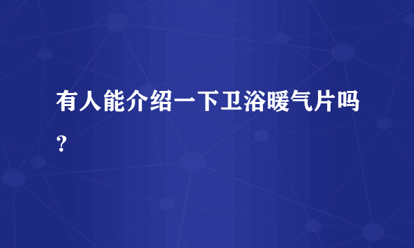 有人能介绍一下卫浴暖气片吗？