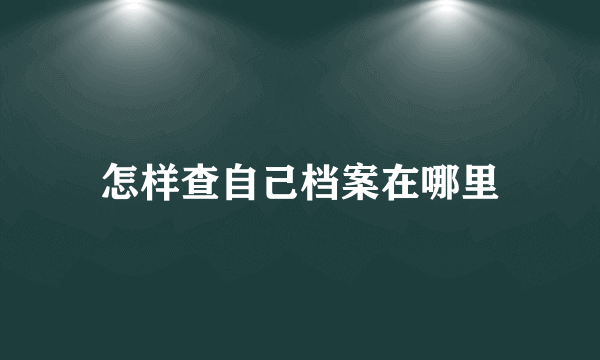 怎样查自己档案在哪里