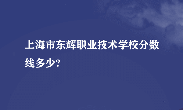 上海市东辉职业技术学校分数线多少?