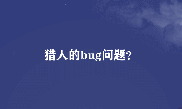 猎人的bug问题？