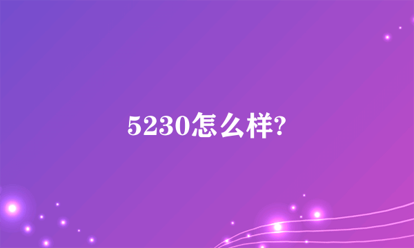 5230怎么样?