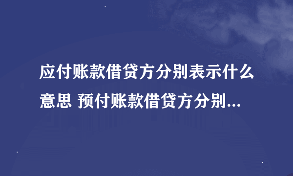 应付账款借贷方分别表示什么意思 预付账款借贷方分别表示什么意思