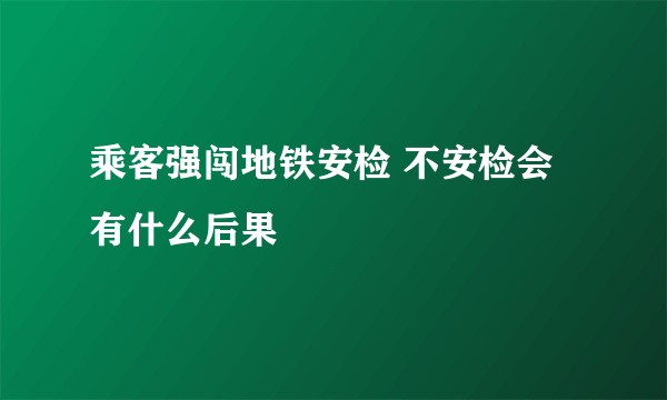 乘客强闯地铁安检 不安检会有什么后果