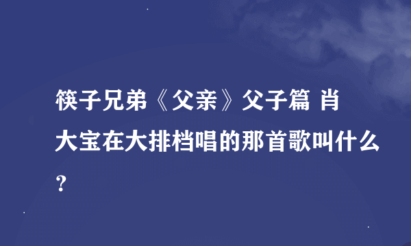 筷子兄弟《父亲》父子篇 肖大宝在大排档唱的那首歌叫什么？