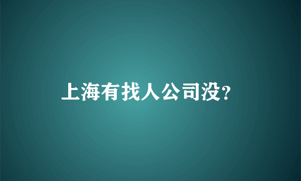 上海有找人公司没？