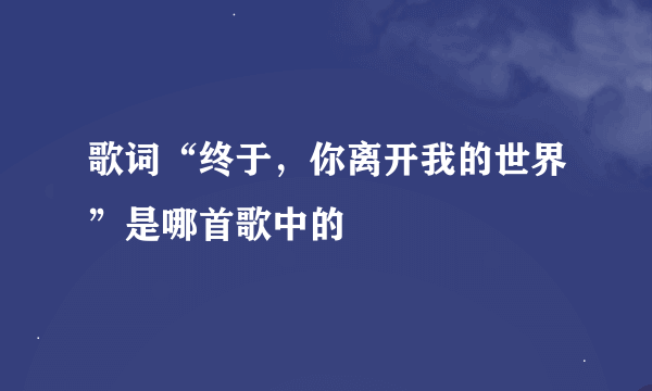 歌词“终于，你离开我的世界”是哪首歌中的