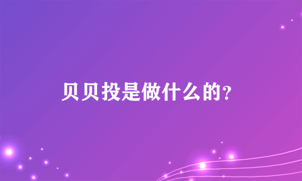 贝贝投是做什么的？