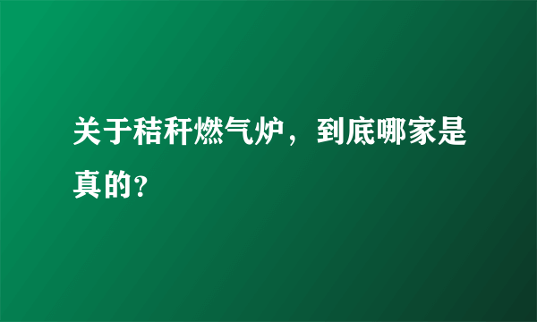 关于秸秆燃气炉，到底哪家是真的？