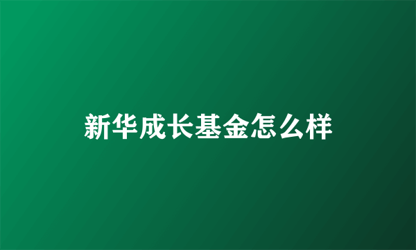 新华成长基金怎么样