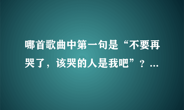 哪首歌曲中第一句是“不要再哭了，该哭的人是我吧”？求歌名歌词