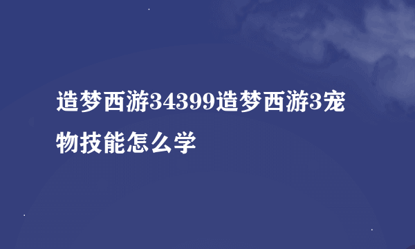 造梦西游34399造梦西游3宠物技能怎么学