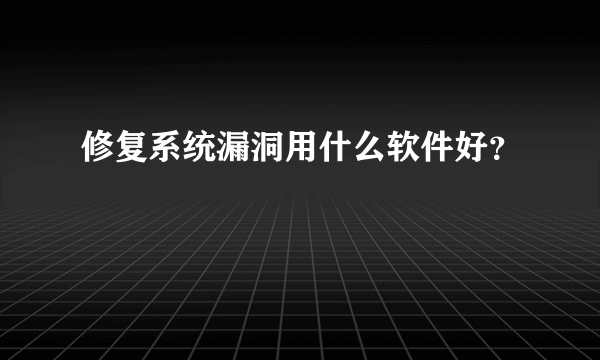 修复系统漏洞用什么软件好？