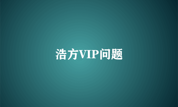 浩方VIP问题