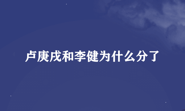 卢庚戌和李健为什么分了