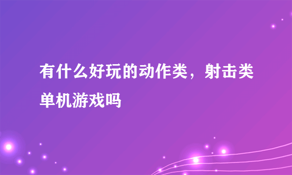 有什么好玩的动作类，射击类单机游戏吗