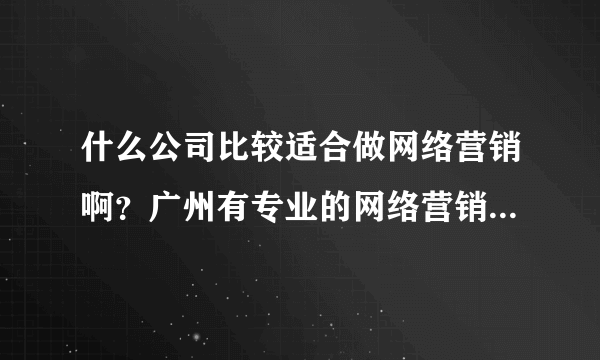 什么公司比较适合做网络营销啊？广州有专业的网络营销公司么？