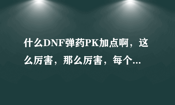 什么DNF弹药PK加点啊，这么厉害，那么厉害，每个人的PK技术都不可能一样，我认为自己加的才是王道。