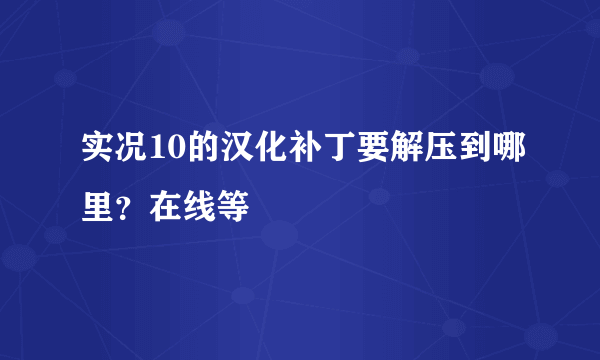 实况10的汉化补丁要解压到哪里？在线等