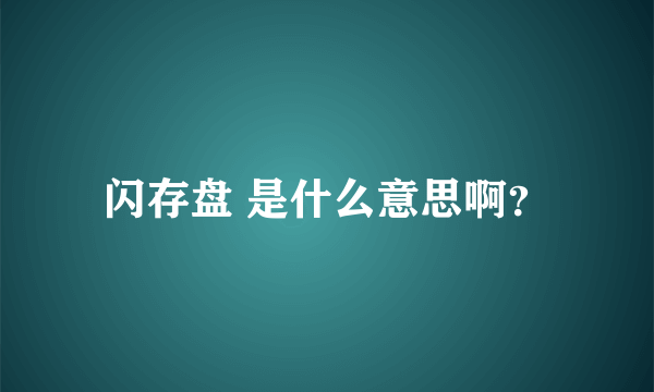 闪存盘 是什么意思啊？