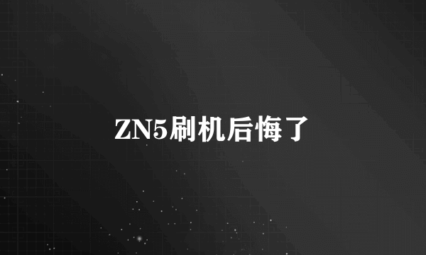 ZN5刷机后悔了