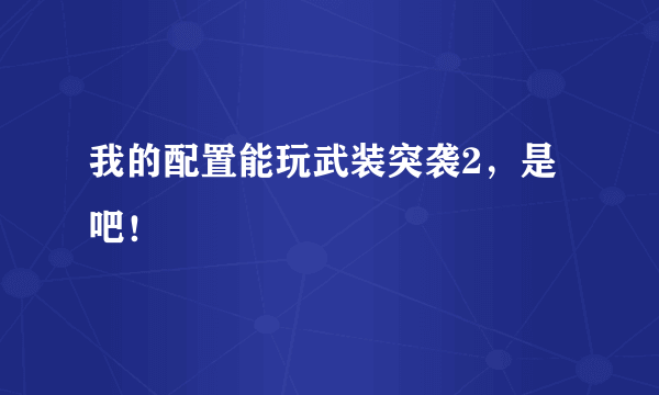 我的配置能玩武装突袭2，是吧！