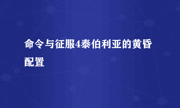 命令与征服4泰伯利亚的黄昏配置