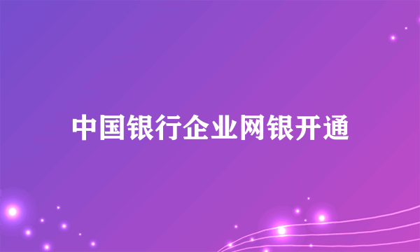 中国银行企业网银开通