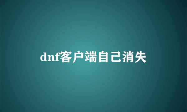 dnf客户端自己消失