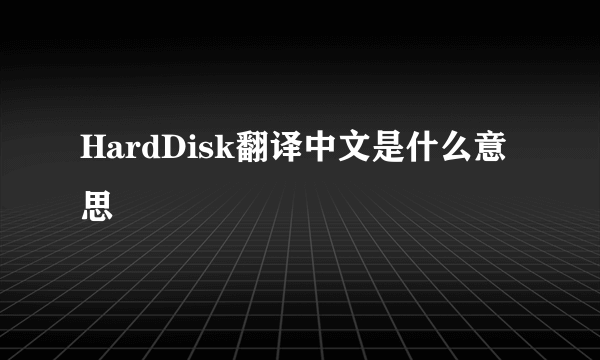 HardDisk翻译中文是什么意思