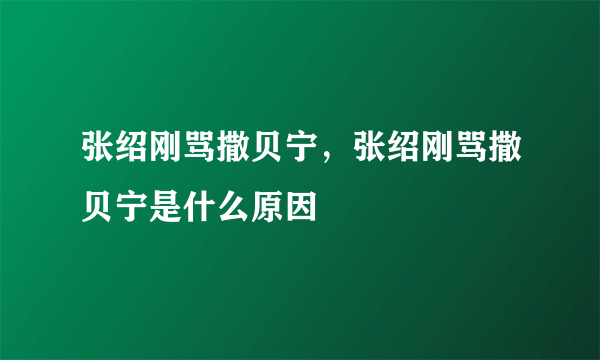 张绍刚骂撒贝宁，张绍刚骂撒贝宁是什么原因