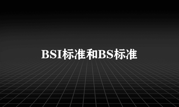 BSI标准和BS标准