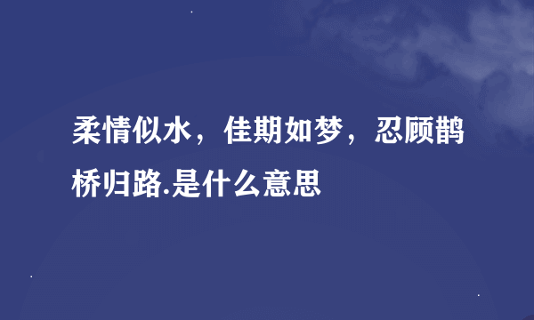 柔情似水，佳期如梦，忍顾鹊桥归路.是什么意思