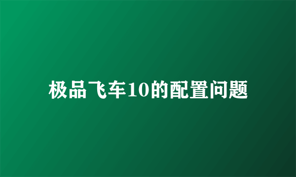 极品飞车10的配置问题